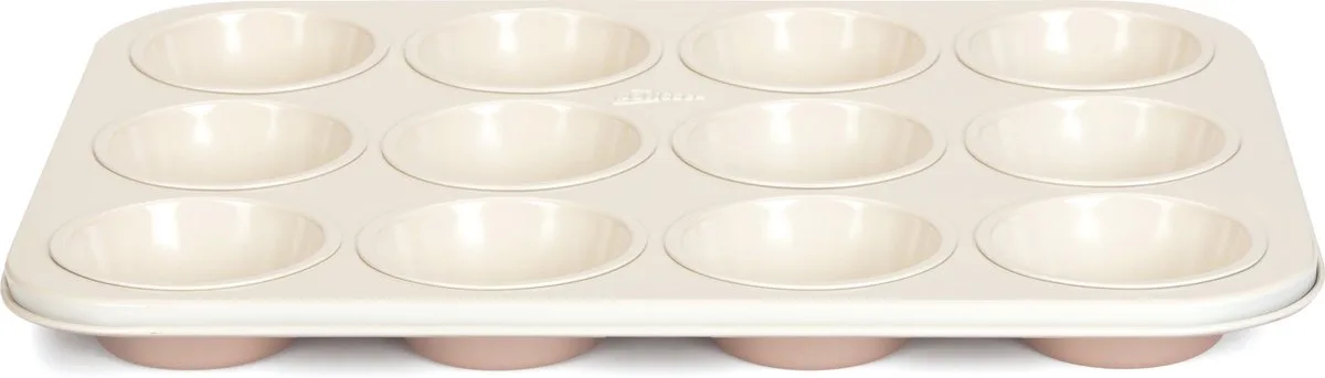 Ceramic Muffinvorm - Staal - 12 vaks van Patisse in Koper, Crème – productfoto