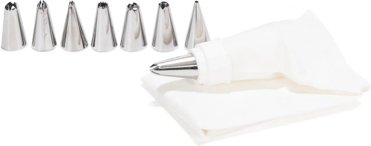 decoreerset RVS spuitzak 9-delig wit - taart decoratie. van Patisse in Meerkleurig – productfoto