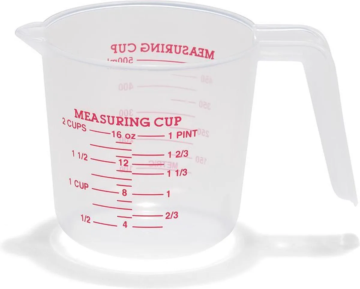 Maatbeker 0,5 Liter Kunststof Transparant/rood de Patisse en Transparent – photo produit