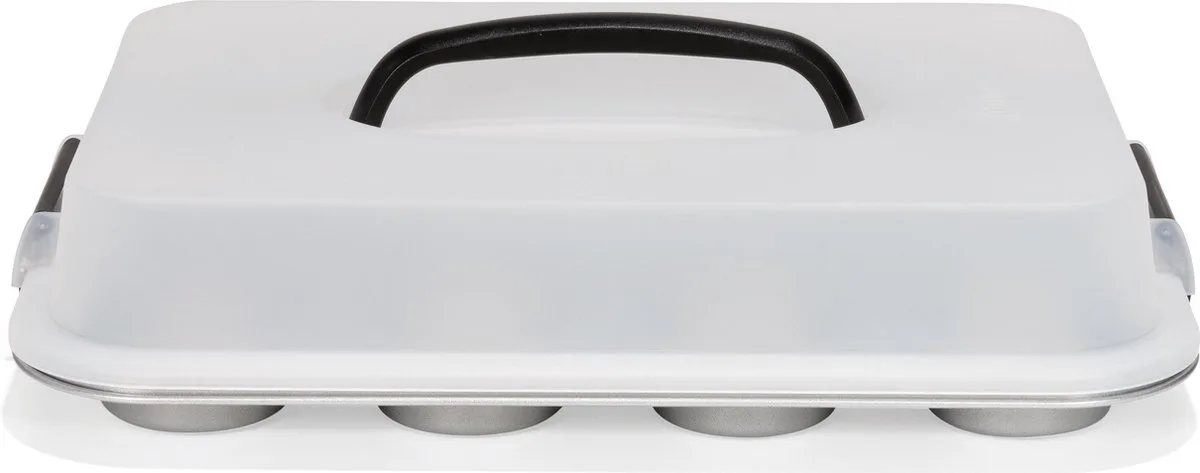 Muffinvorm Silver Top Met Draagdeksel 12 Vaks de Patisse en Argent – photo produit