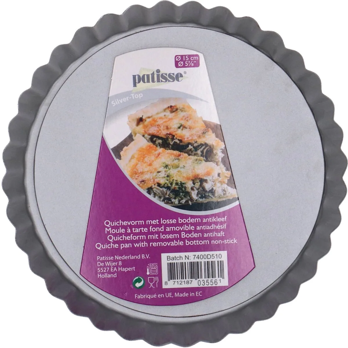 Quichevorm met Losse Bodem 15 cm van Patisse in Zilver – productfoto