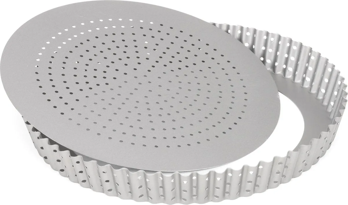 Quichevorm Silver Top Losse Bodem ø 28 cm van Patisse in Zilver Geperforeerd – productfoto