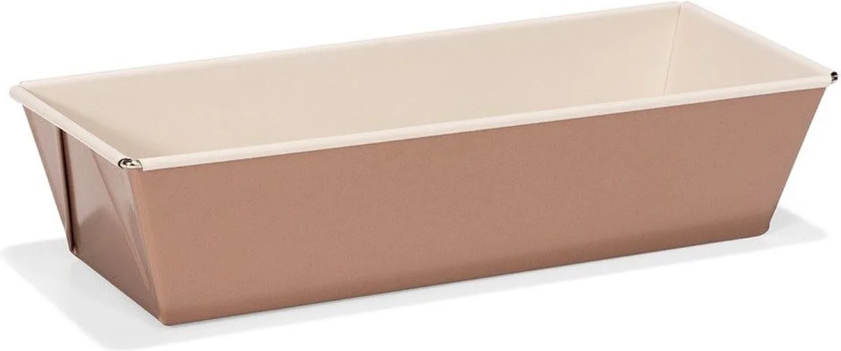 Rechthoekige rose gouden bakvorm voor cake 30 cm - Met anti-aanbak laag van Patisse in Koper, Crème – productfoto
