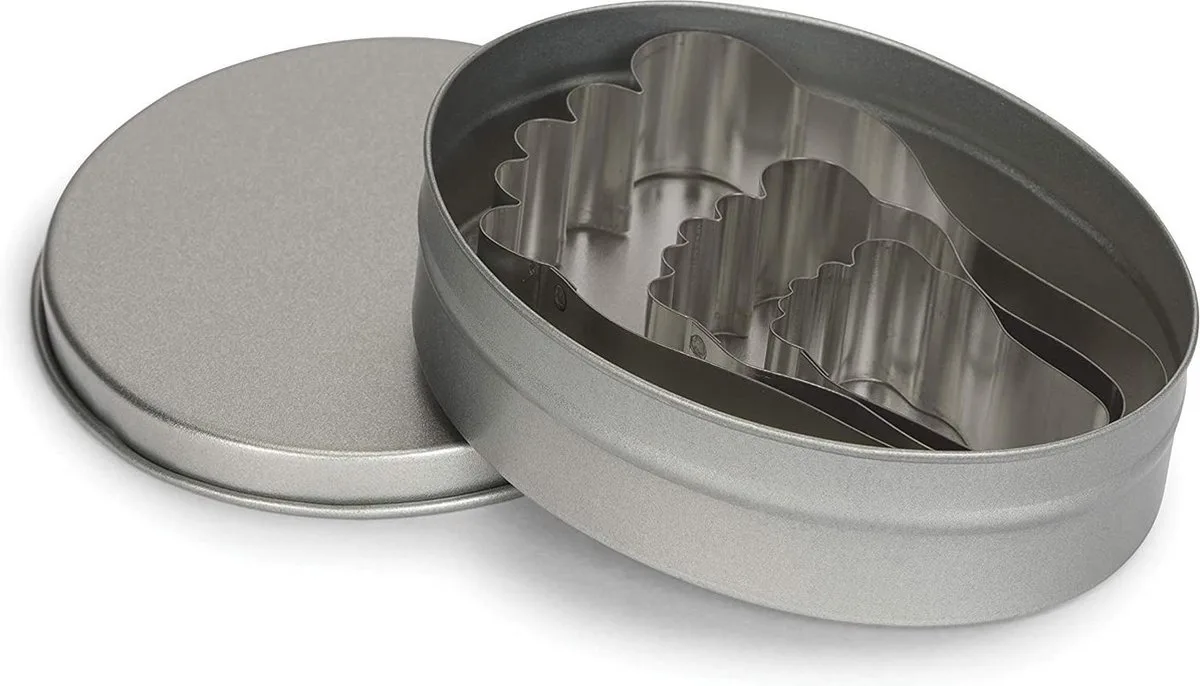 set uitsteekvormen in blik 9,4 x 2,6 cm rvs 4-delig von Patisse in Silber – Produktfoto