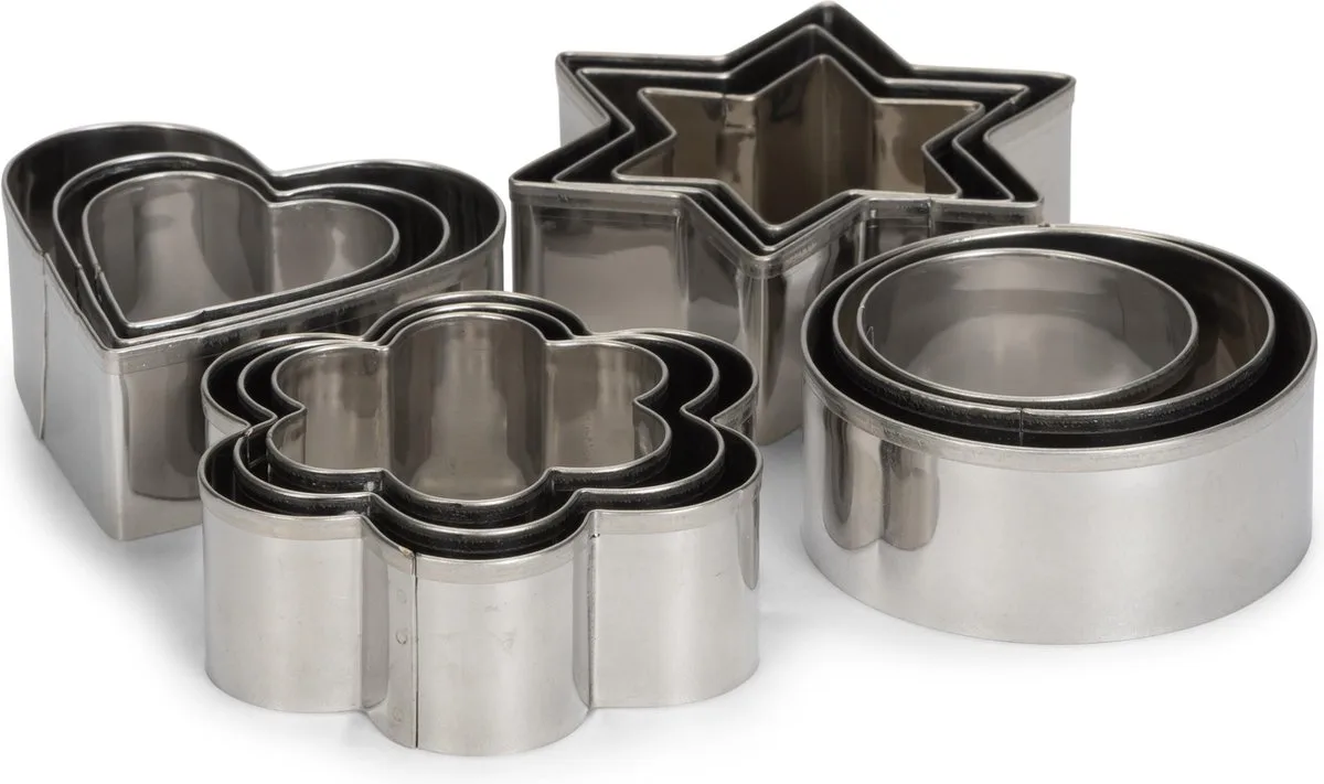 set uitsteekvormen RVS 12-delig van Patisse in Zilver – productfoto