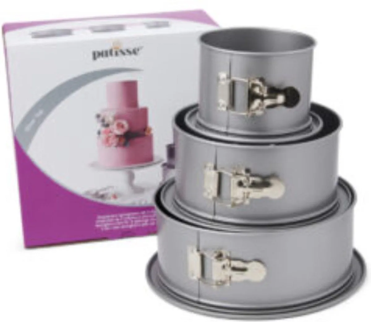 Springvorm 3 Delige set Stapeltaart - Silver top van Patisse – productfoto