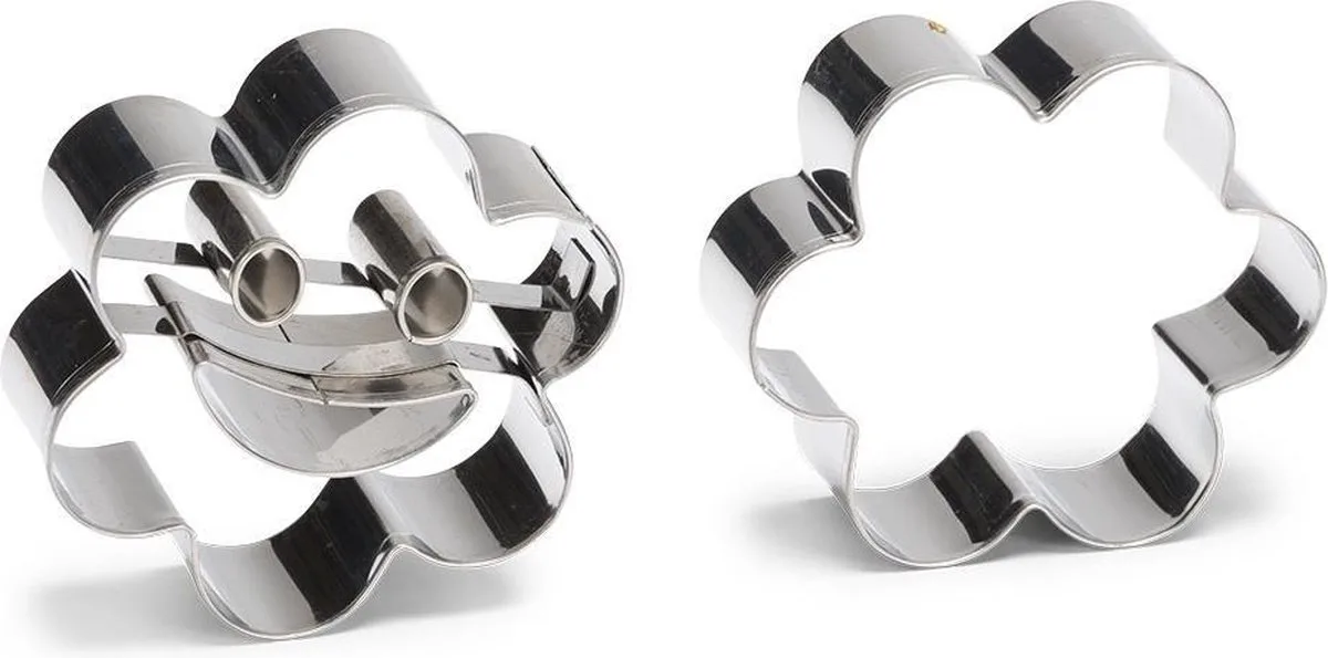 uitsteekvormen Bloem 6 cm RVS 2-delig van Patisse in Zilver – productfoto