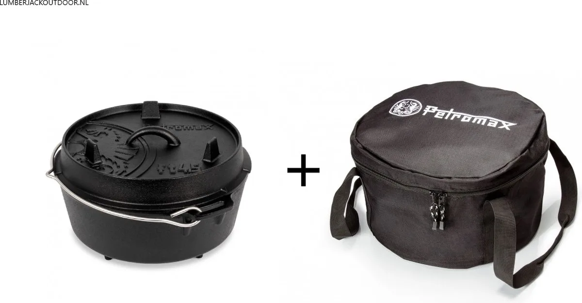 Dutch Oven set - FT3-T ZONDER pootjes + Transporttas van Petromax in Zwart – productfoto