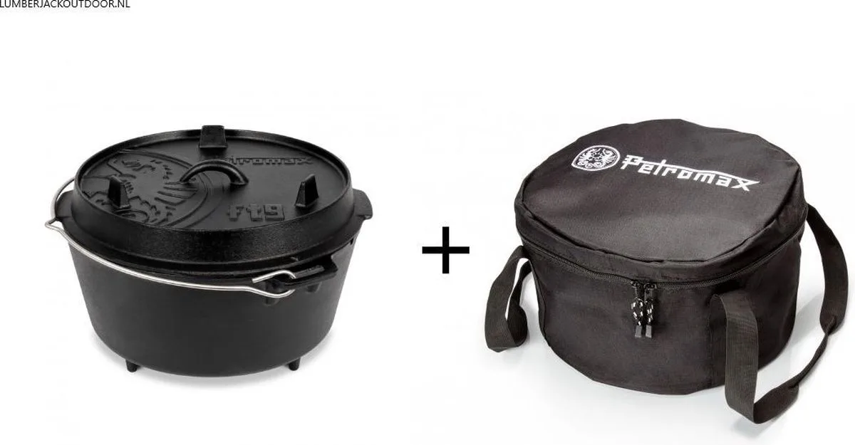 Dutch Oven set FT9 MET pootjes + Transporttas från Petromax i Svart – produktbild