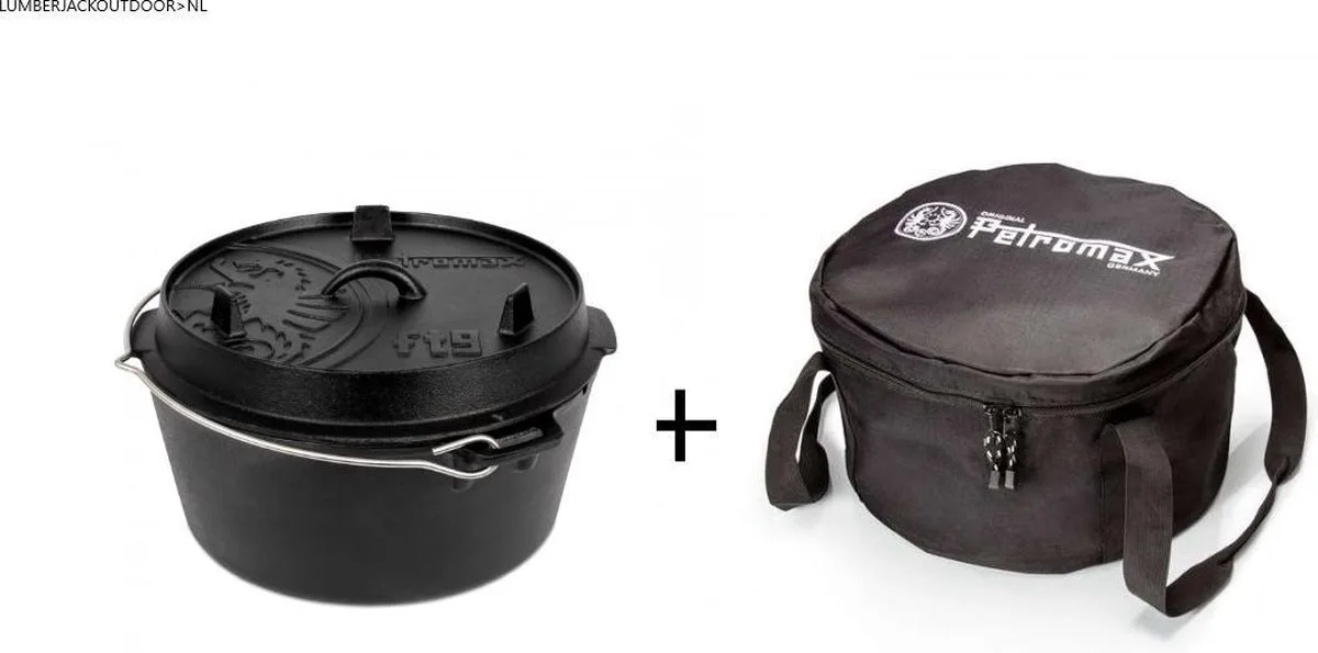 Dutch Oven set - FT9-t - ZONDER pootjes + Transporttas van Petromax in Zwart – productfoto