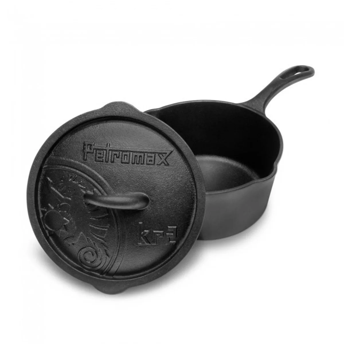 KR2 Gietijzeren Steelpan met deksel (2 liter) van Petromax in Zwart – productfoto