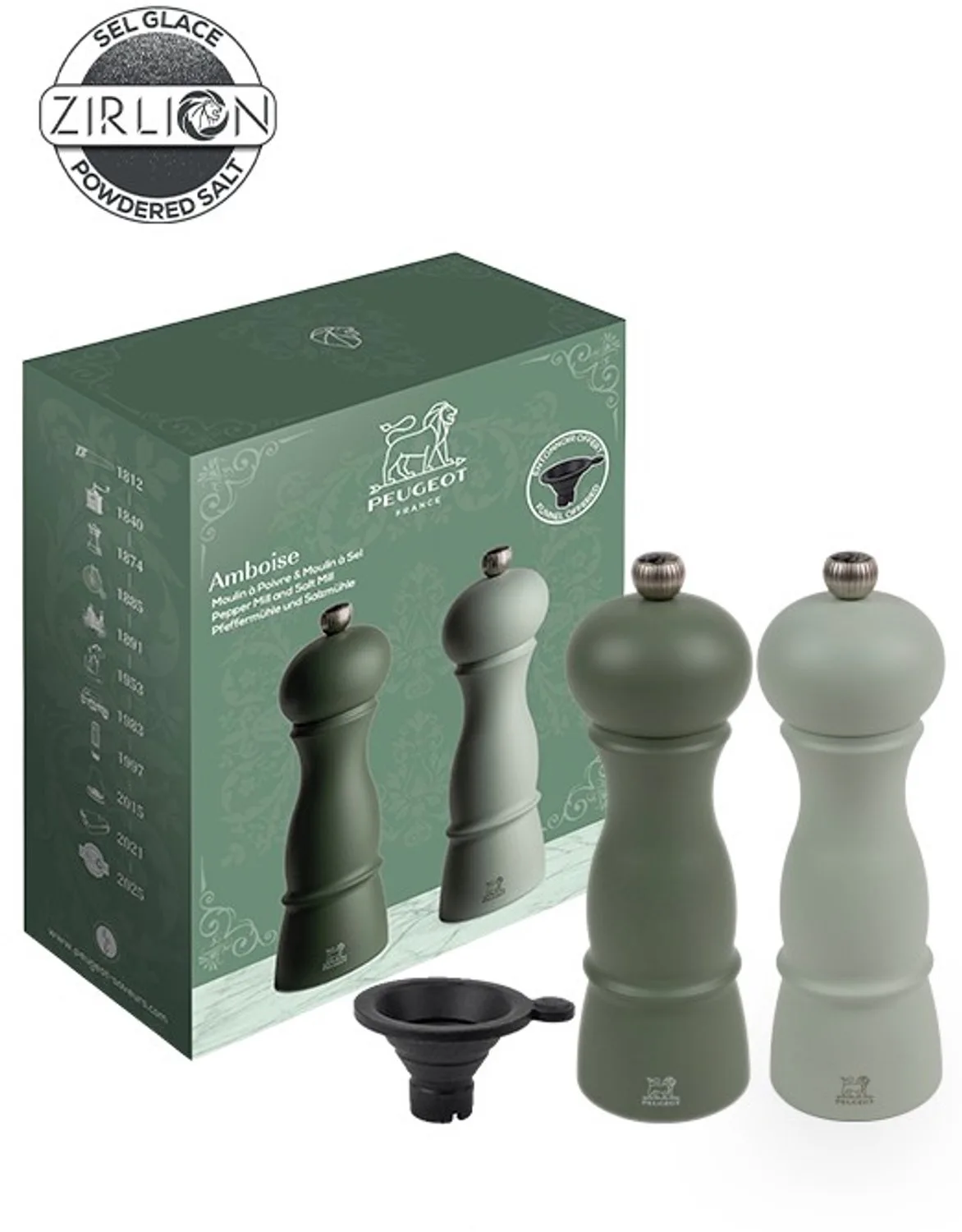 Amboise - Peper en zoutmolen - Mat - 18 cm - Zirlion fra Peugeot i Grøn – produktbillede