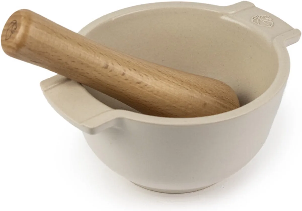 Appolia Vijzel En Stamper 14 cm - Keramiek/hout van Peugeot in Ecru – productfoto