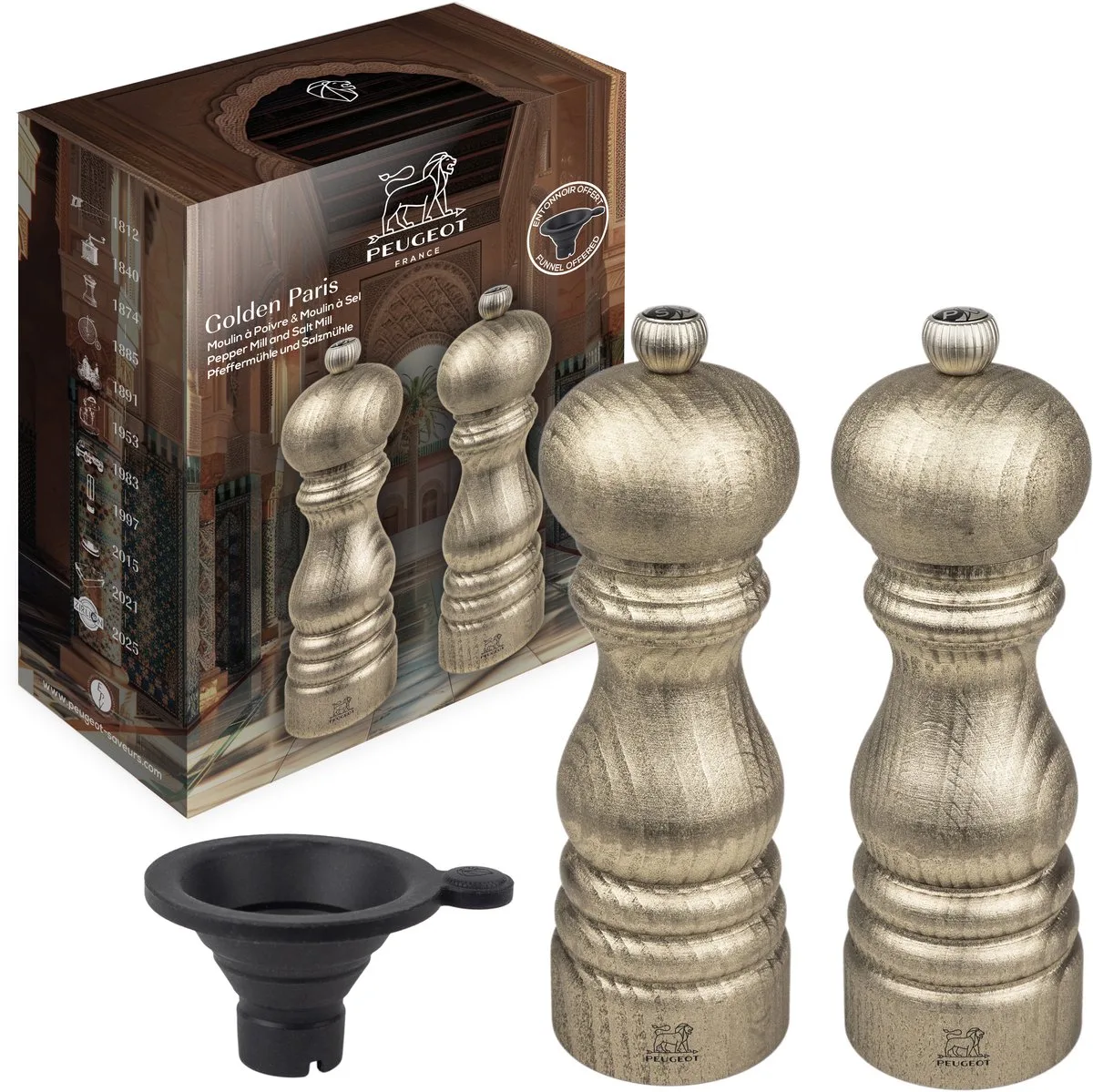 Golden Paris - Peper- en zoutmolen - 18 cm van Peugeot in Goud – productfoto