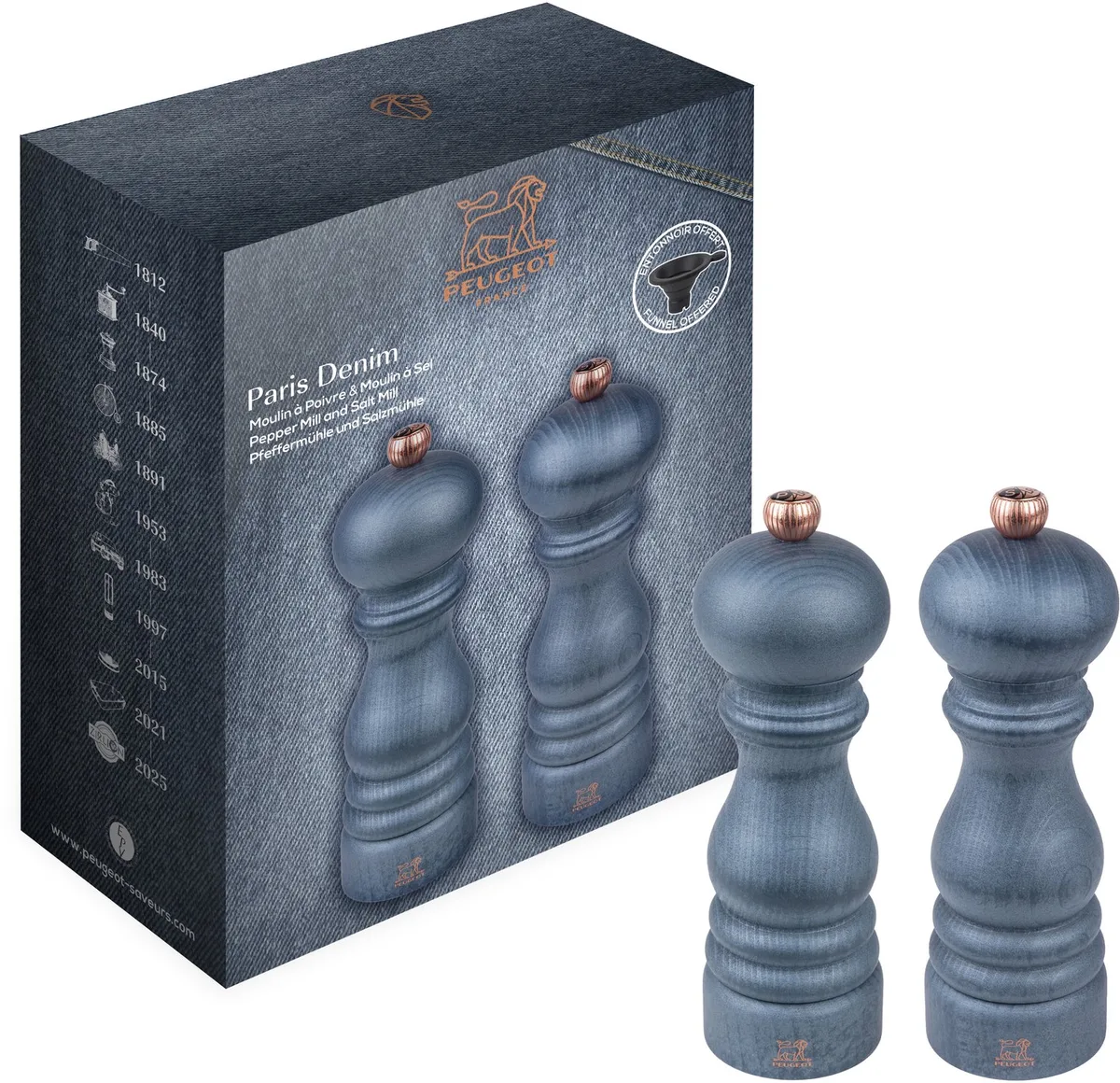 Paris Denim - Peper en zoutmolen - 18 cm - Zirlion de Peugeot en Bleu – photo produit