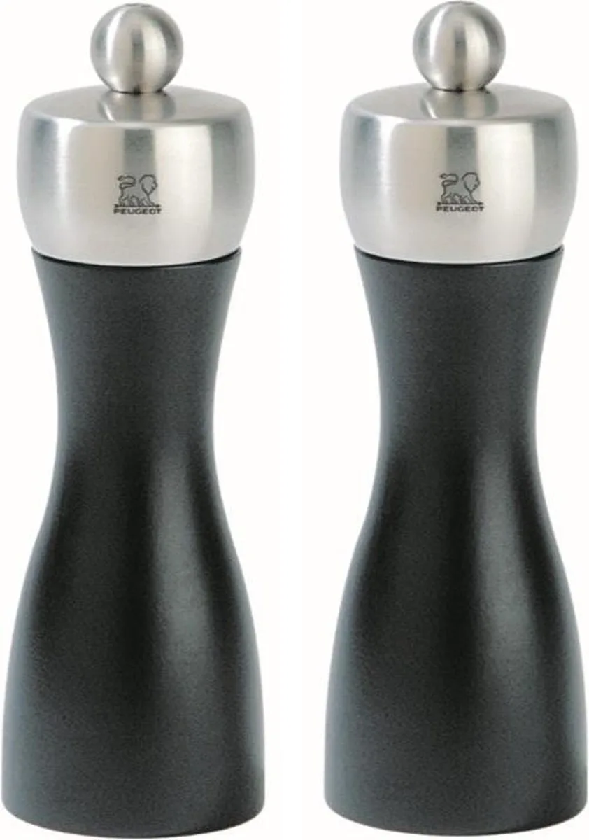 Peper- en Zoutmolen Geschenkset Fidji Noir Mat Duo, 15 cm van Peugeot in Mat Zwart – productfoto