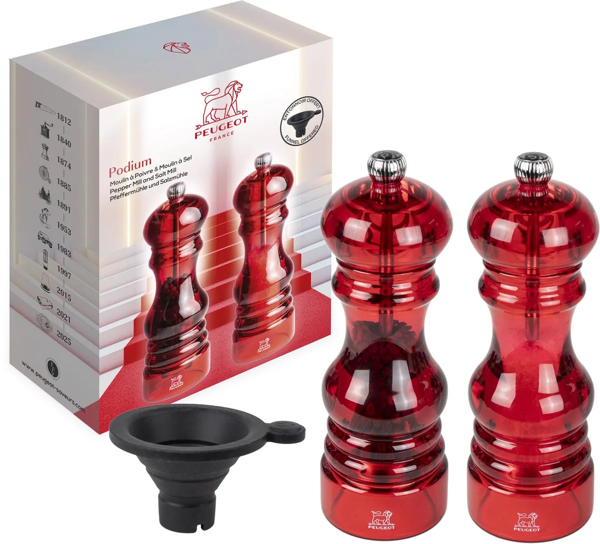 Moulin à Poivre Podium 18cm de Peugeot en Rouge – photo produit