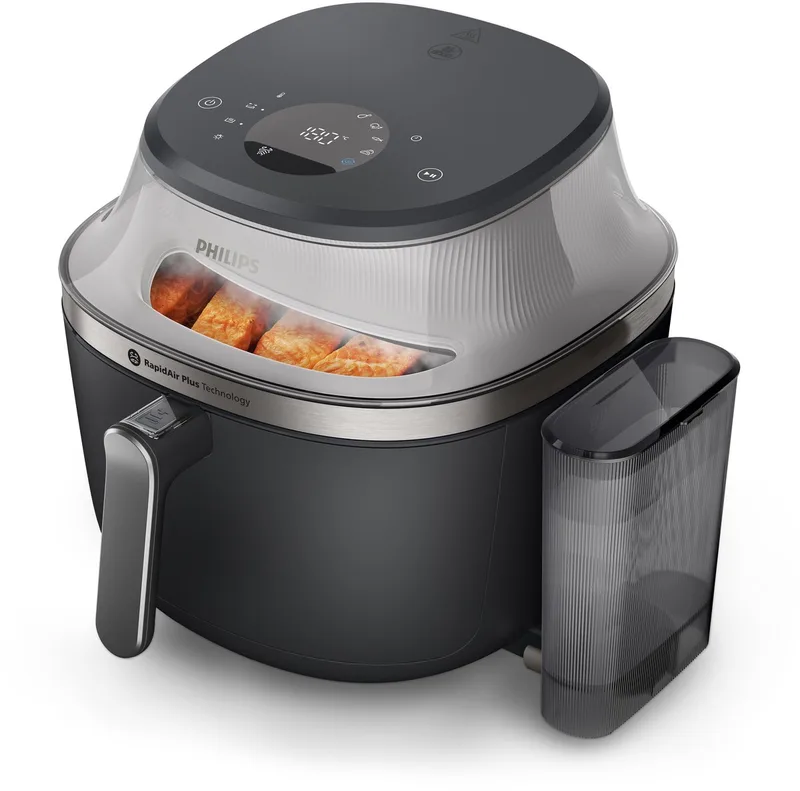 Airfryer met Stoomfunctie 5000-serie – NA541/00 – PFAS vrij - SteamClean - SteamFry – 7,2L – Tot 6 personen fra Philips i Sølv – produktbillede