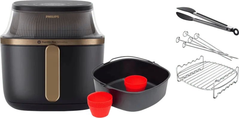 Airfryer XL 3000 Serie NA332/00 + Dubbellaagse kookset + Bakmeesterset von Philips – Produktfoto