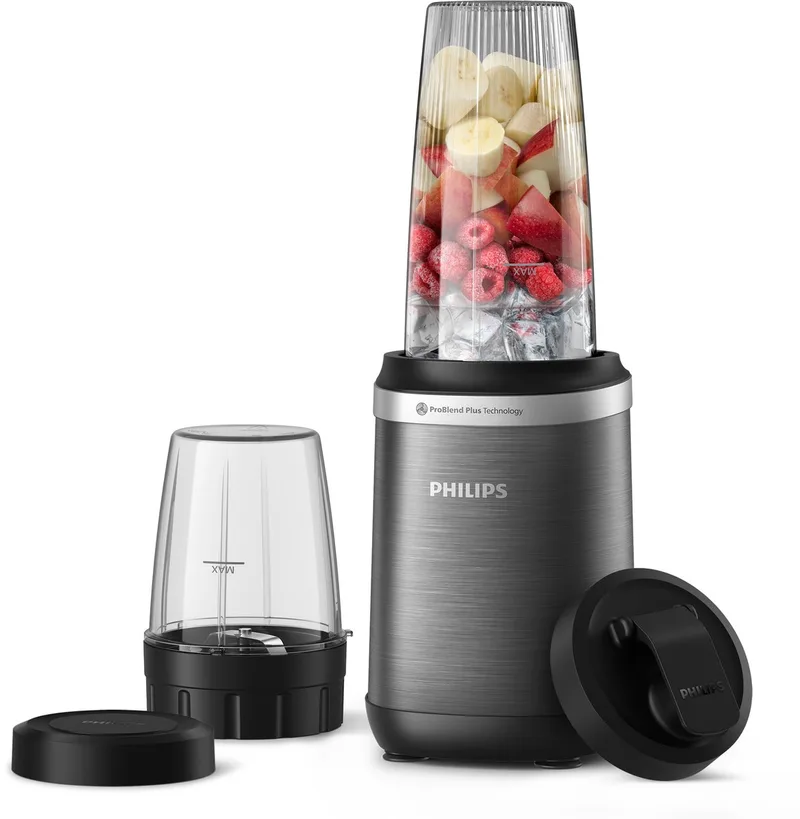Blender HR2766/00 - Incl Drinkbeker To Go 700 ml - 1000 Watt - Ook Geschikt voor Koffiebonen - Smoothie Maker en Ijsmaler - RVS Tritan by Philips in Black – product photo