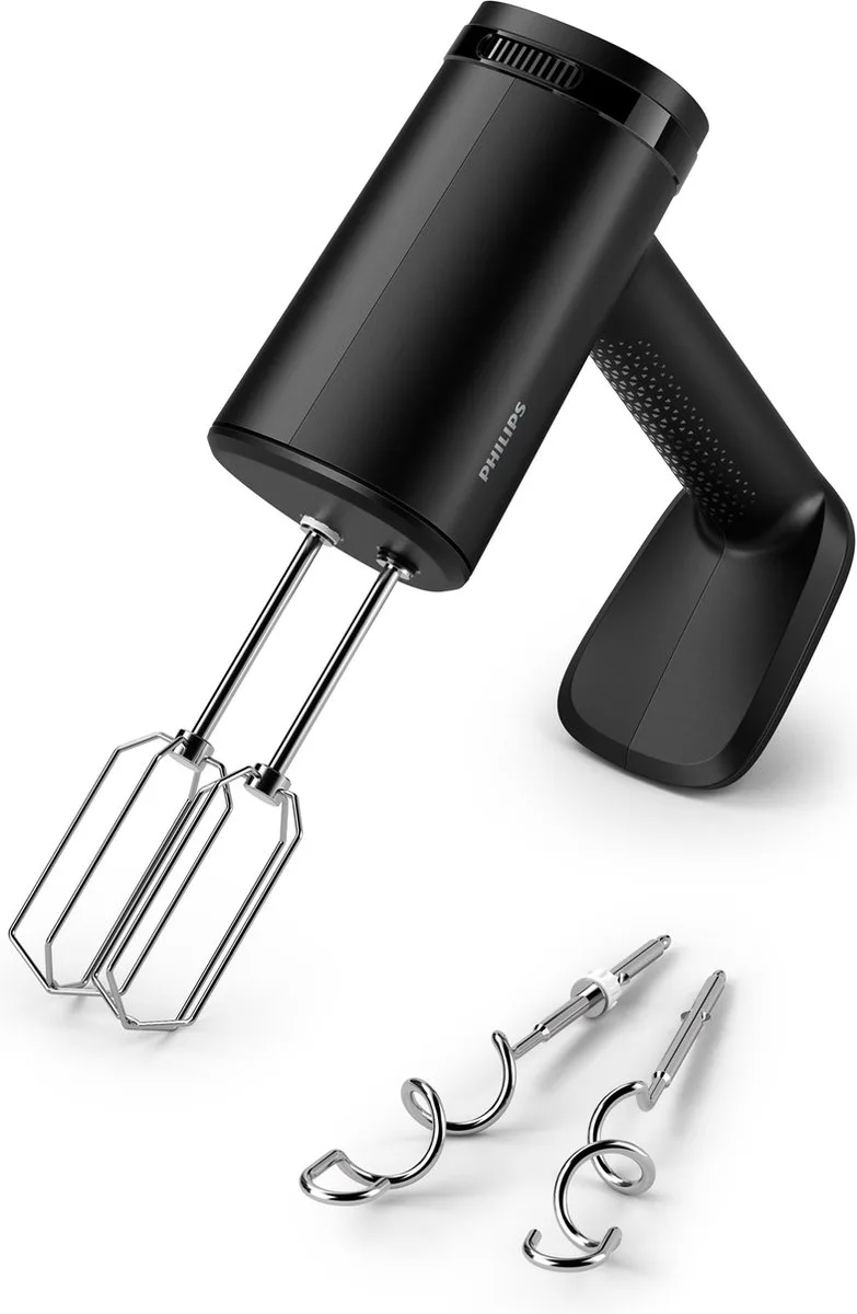 Handmixer HR3781/00 - 500 Watt - Incl Kneedhaak, Kloppers/Garde - Turbofunctie - Ergonomisch - Vaatwasserbestendig by Philips in Black – product photo