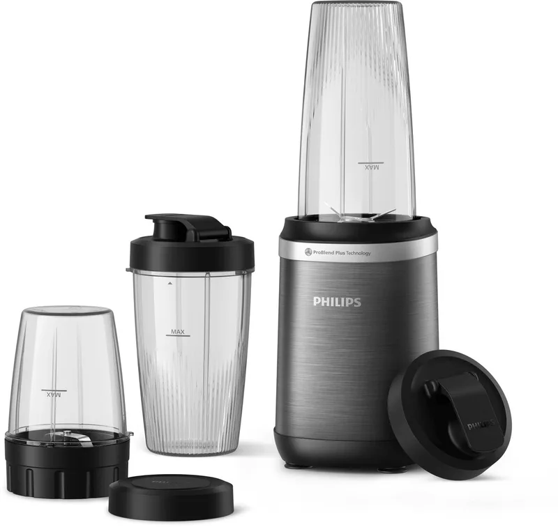 HR2767/00 Blender, 700 + 500 + 300 ml, 1000 W - Roestvrij staal by Philips in Black – product photo