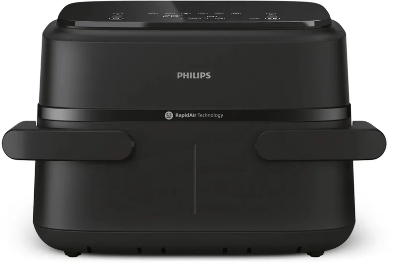 Philips 1000 Series Dual Basket Airfryer - NA150/00 - Dubbele Mand - Flexible Basket - 7.1L - Tot 5 Personen by Philips in Black – product photo
