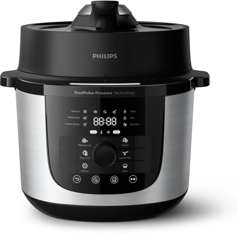 Philips 3000-serie Multicooker - Snelkookpan - Pressure Cooker - 6 Liter - PFAS-vrij - 13 programma's - Automatische drukafgifte - HD2616/70 by Philips in Black – product photo