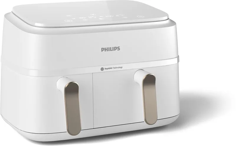 Philips 3000 series NA353/10 - Dual Basket Airfryer - 9L - 2750W - Zilver/Wit de Philips en Argent – photo produit