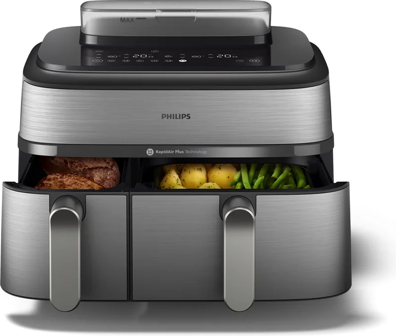 Philips 5000 series - Dubbele airfryer - 9L - 2750W - NA555/00 by Philips in Silver – product photo 1 of 2