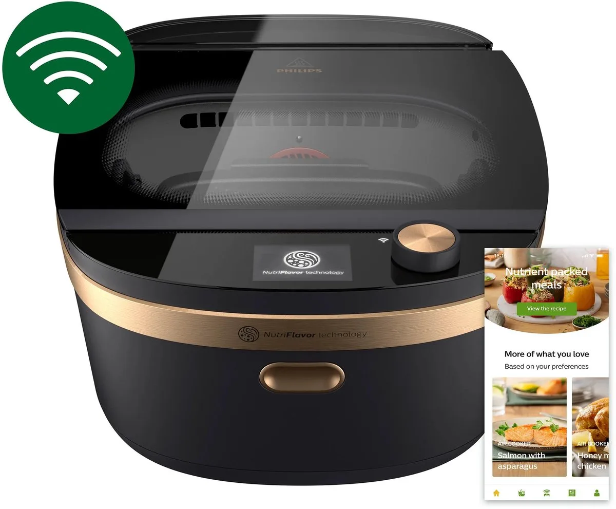 Philips 7000 Series Air Cooker NX0960/90 - Stoomkoker 7L - Zwart / Koper van Philips in Zwart – productfoto