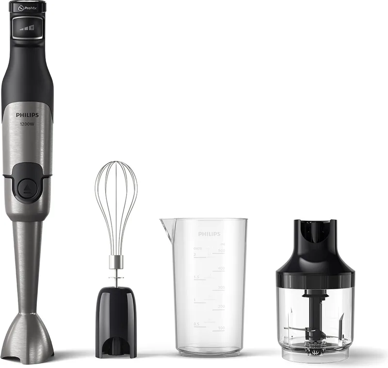 Staafmixer 3-in-1 HR2683/00 - Incl Hakmolen, Maatbeker en Garde/Klopper - 1200 Watt – Regelbare Snelheid - RVS by Philips in Black – product photo