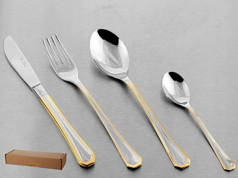 America 24-delig Bestekset voor 6 personen, 2.5mm dik, verguld de Pintinox en Or – photo produit