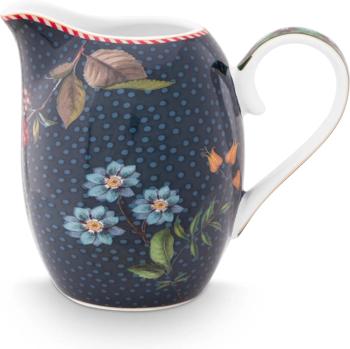 Berry Blues Blue melkkannetje 250ml donkerblauwe melkkan met bloemen by Pip Studio in Dark blue – product photo