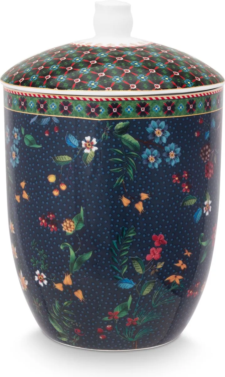 Berry Blues Blue Voorraadpot met losse deksel - donkerblauw bloemen van Pip Studio in Blauw – productfoto