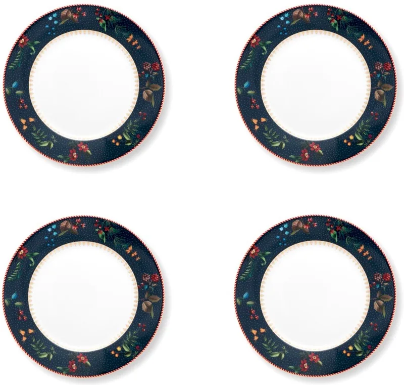Berry Blues ontbijtborden - Serviesset - 4 personen by Pip Studio in Dark blue – product photo