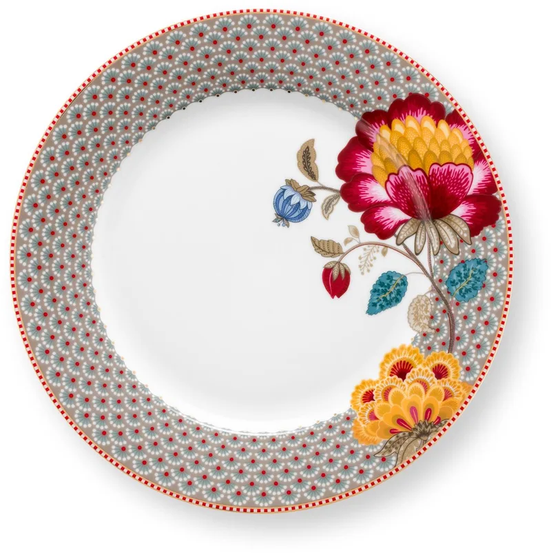 Blooming Tales Dinerbord - 26.5cm - Porselein - bruin by Pip Studio in Khaki – product photo
