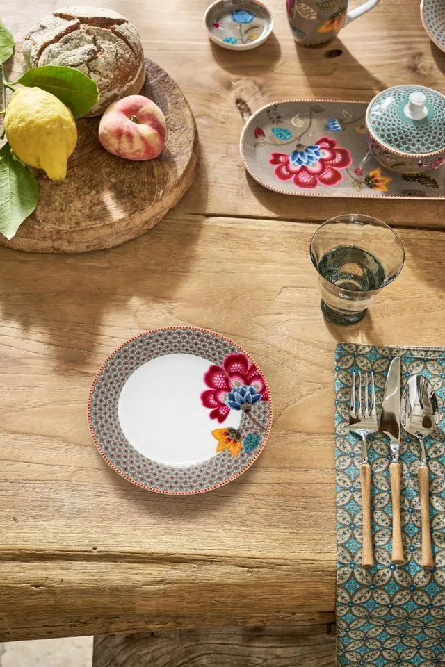 Blooming Tales Ontbijtbord - 21cm - bruin - porselein by Pip Studio in Khaki – product photo 3 of 5