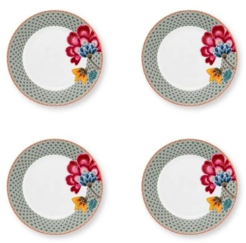 Blooming Tales ontbijtborden - Blauw - Set van 4 - 21cm by Pip Studio in Light blue – product photo
