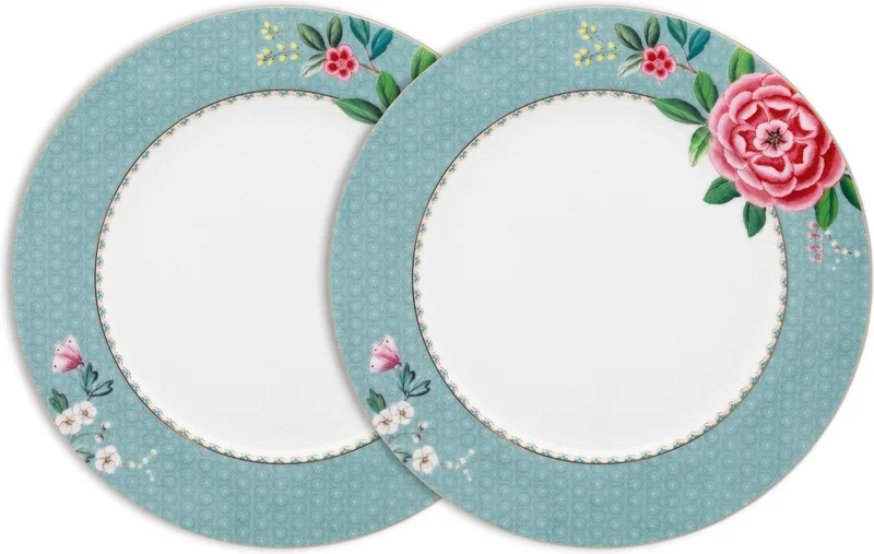 Blushing Birds Dinerborden - Porselein - Set van 2 - 26.5cm van Pip Studio in Blauw – productfoto