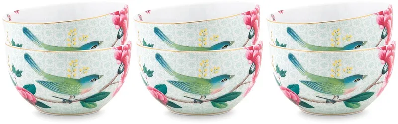 Blushing Birds Kommen - Ontbijtkom - Ronde schaaltjes - Servies set van 6 - 12cm von Pip Studio in Weiß – Produktfoto