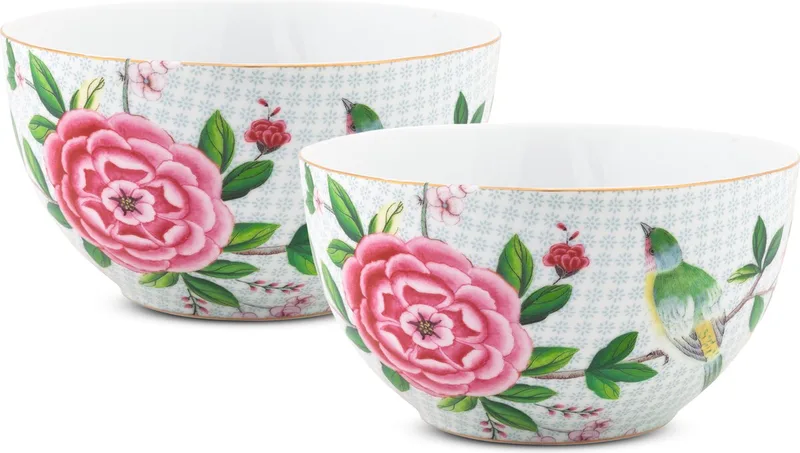 Blushing Birds Kommen - Porselein - Set van 2 - 15cm van Pip Studio in Wit – productfoto