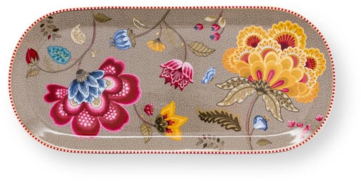 Cake Tray Blooming Tales Fantasy Khaki 33.3x15.5cm/pip studio/nieuw fra Pip Studio i Brun – produktbillede