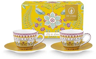 Espresso kopjes & schotels - Lily & Lotus - 120 ml - Set van 2 by Pip Studio in Yellow – product photo 1 of 5