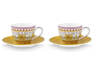 Espresso kopjes & schotels - Lily & Lotus - 120 ml - Set van 2 by Pip Studio in Yellow – product photo 2 of 5