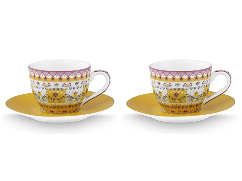Espresso kopjes & schotels - Lily & Lotus - 120 ml - Set van 2 by Pip Studio in Yellow – product photo 2 of 5
