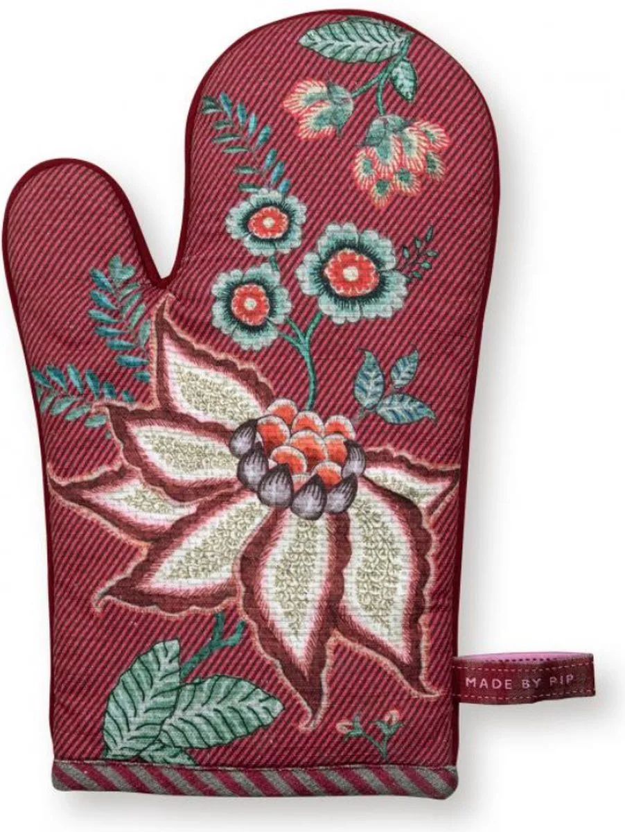 flower festival dark pink ovenhandschoen (1 rechts exemplaar) van Pip Studio in Roze – productfoto