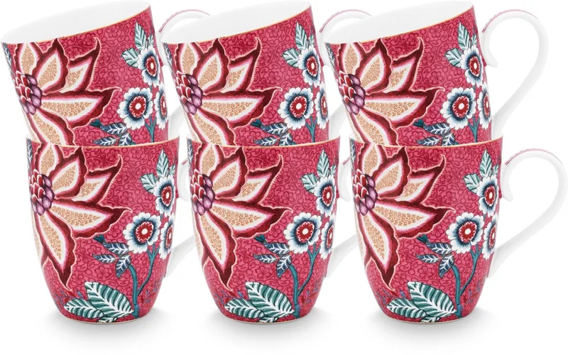 Flower Festival Mokken - Theemok - Koffiemok met Oor - Servies set van 6 - 365ml de Pip Studio en Multicolore – photo produit