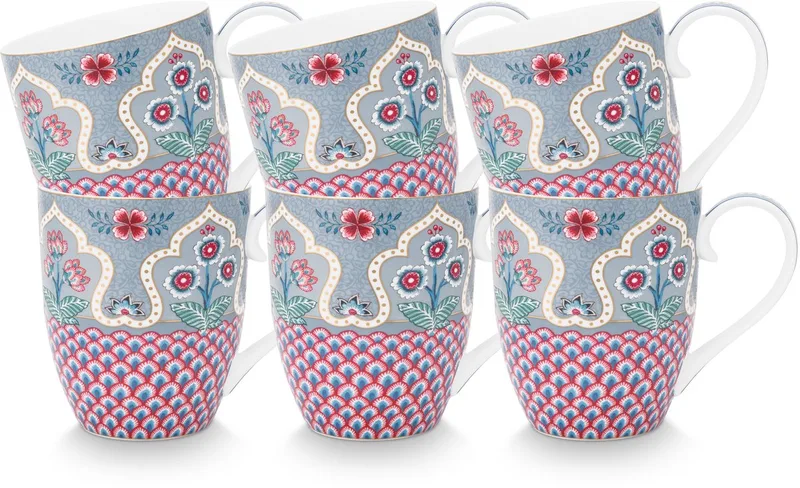 Flower Festival Mokken - Theemok - Koffiemok met Oor - Servies set van 6 - 450ml de Pip Studio en Multicolore – photo produit