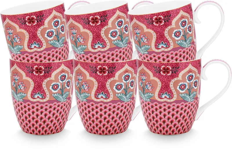 Flower Festival Mokken - Theemok - Koffiemok met Oor - Servies set van 6 - 450ml de Pip Studio en Multicolore – photo produit